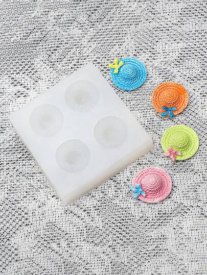 1个草帽形状硅胶模具，用于制作蜡烛装饰