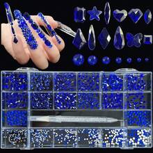 Bộ đá đính móng tay KIRAME 21 ô màu xanh dương K9 - 30 viên đá bóng cao cấp mỗi màu kèm 1 bút đính đá, đá trang trí móng tay, dùng cho tiệm nail, làm móng tại nhà, đồ dùng làm móng, quà tặng Giáng sinh và Năm mới, thích hợp cho đồ thủ công mỹ nghệ, quần áo, vải vóc, giày dép, sản phẩm thủy tinh, làm đồ trang sức - Trang trí lấp lánh nhiều kích cỡ - Xanh đậm - Xem 6