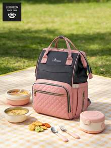 LEQUEEN 1pc Oxford Cloth New Mommy Bag, Casual Fashion Large Capacity Backpack, Multi-Compartment Maternity Diaper Bag, Suitable For Outdoor Travel And Storage - Multicolor - View 4
