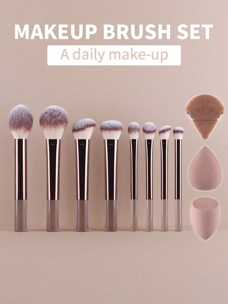 32件套化妆刷套装，包含粉底刷、腮红刷、高光刷、眼影刷、睫毛膏刷、眼线刷、斜角海绵、圆形海绵、圆形粉扑、三角粉扑、三角海绵、粉底液调色工具、化妆工具套装、化妆刷套装、化妆品套装、全套化妆工具 - 彩色 - 查看 10
