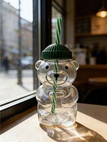 450ml Cute Honey Bear Shaped Straw Cup With Lid & Straw, Reusable Plastic Honey Bear Cup With Soft Squeeze Straw, Suitable For Hot/Cold Drinks, Coffee, Alcohol, Juice, Milkshake, Bubble Tea, Birthday Gift, High-Quality Party Supplies, Valentine's Day, New Year Gift, Exquisite Creative Gift, Ramadan Gift - Multicolor - View 8