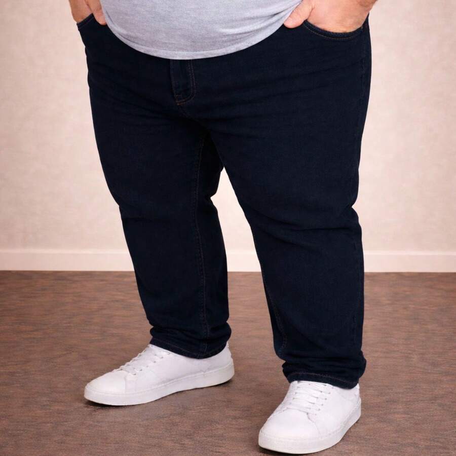Men's Plus Size Jeans 48 To 58 Lycra Slim XXG - Màu xanh đậm - Xem 1