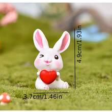 6pcs Carrot Pulling Rabbit Miniature Landscape DIY Succulent Ornaments, Cute Cartoon Animal Gardening Accessories - A - View 7