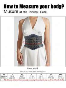 1件装女士黑色街头风裹腰弹力腰带连衣裙，适合万圣节派对、聚会或日常通勤穿着 - 黑色 - 查看 10