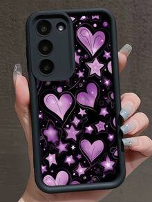 1 chiếc ốp lưng điện thoại mờ hình trái tim tím và bầu trời sao, tương thích với Samsung A14/A15/A16/A17/A04/A05/A06/A07/A54/A55/A56/A57/A34/A35A/36/A37/S26/S26Plus/S26Ultra, Transsion SMART7/8, MOTOG05, Honor 400/400Pro/400Lite. - Mắt đen thiên đường - Xem 1