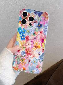 Vibrant Rainbow Flower Print Transparent Soft Case Compatible With IPhone 12 11 X XR S21 Ultra A53 A17 Protective Shell, Rainbow Flower Transparent Soft Case For Samsung Galaxy Series Phones, Provides Lens Protection And Can Be Used As A Protective Cover, Suitable As A Gift For New Year, Christmas, Halloween Or Valentine's Day - Multicolor - View 5