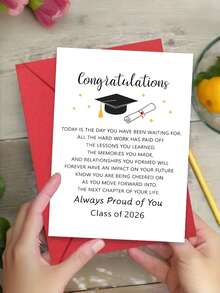1pc Graduation Congratulations Card For Class Of 2026, Encouragement And Proud Of You Note, Premium Paper, Suitable For Friends, Teachers, And Classmates, With Envelope, For 14+ Age Group - View 2
