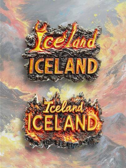 1pc 3D Resin Iceland Volcano Lava Fridge Magnet, Nordic Travel Souvenir Creative Decor Magnet, 3D Scenic Travel Souvenir Magnet, Creative Gift, Niche High-End Home Decor Magnet, 3D Embossed Resin Crafted Fridge Magnet, Creative Kitchen Decor, Famous Landscape Magnet, Travel Lover Home Decor Gift