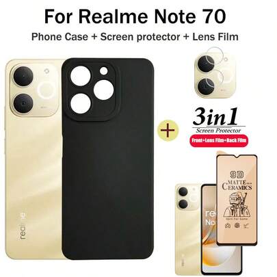 Shockproof Matte Ceramic Screen Protector Phone Case For Note 70 Phone Case For Note 70 Soft Case + Full Screen Ceramic Protector Film + Lens Film Spring Gift