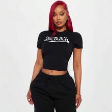 New European And American Street Style Printed Short-Sleeve T-Shirt Top - màu đen - Xem 1