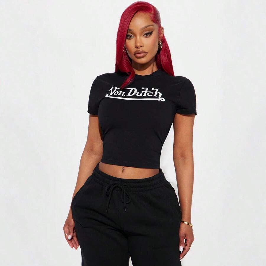 New European And American Street Style Printed Short-Sleeve T-Shirt Top - màu đen - Xem 1