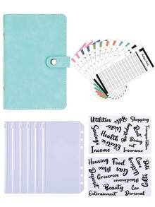A6 Size Soft Leather Snap Button Binder With Cash Envelope Pocket, Budget Planner Refillable Organizer Wallet For Traveller Daily Cash Savings Notebook Ledger,Back To School,School Supplies,Savings Plan,Biweekly Savings Plan,10000 Savings Plan,Savings Strategy - Blue - View 18
