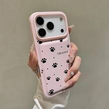 1pc Black Cat Paw Print Textured Creative Phone Case, Suitable For IPhone 11 12 13 14 15 16 17 Series, Suitable As Gifts For Family, Friends, And Various Holidays - Pink - View 6