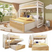Kids Bed Frames, Headboards & Footboards - Natural+White + Wood+Metal - View 12