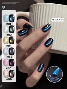 Mec 12ml Tearlight Cat Eye Gel Nail Polish, 6 Colors Translucent Jelly Magnetic Gel, Iridescent Shimmer Crystal Cat Eye Effect, Soak Off UV/LED Curable Long-Lasting High Gloss Finish For Kawaii & Daily Nail Art Design - Multicolor - View 2