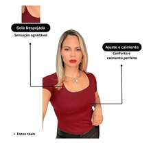 Women's Premium Ribbed U-NECK Blouse - Gỗ đỏ - Xem 2