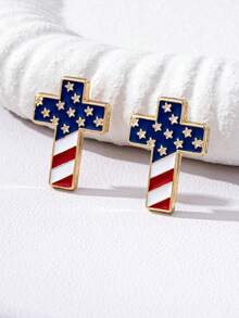 1对优雅旗帜十字耳环（女士款） - 彩色 - 查看 1