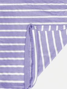 K&K FASHION Basic Striped T-Shirt - Lilac - View 6