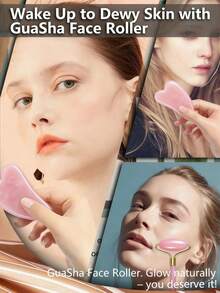 两件套面部按摩刮痧工具：包含一个双头按摩滚轮和一个心形刮痧板。有助于减轻面部浮肿，舒缓娇嫩肌肤，展现自然光泽。这些天然护肤工具可以放松肌肉，减少皱纹。 - A - 查看 6