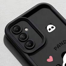 1pc Gradient Frame Dopamine Matte Cute Panda Heart Pattern Phone Case, Soft Protective Cover, Minimalist Design, Adorable Cartoon Style, Suitable For Honor X7/Galaxy A56 5G/ Smart 8/ Hot 40/Transsion Spark 30C/Spark Go 2024/ Note 14 5G/ E22/E22i/ A54 - Black - View 2