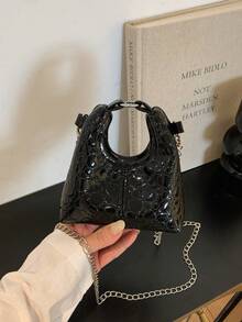 1个多色亮面PU皮革菱形纹理迷你手提包，时尚通勤手提包 - 彩色 - 查看 11