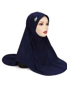 Ready-To-Wear Instant Hijab, Elegant Stretchy Convenient Leaf Rhinestone Headscarf - Multicolor - View 2