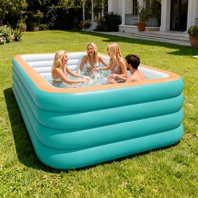 Large Foldable Inflatable Swimming Pool, Portable Indoor/Outdoor Use, No Electricity Needed, 1-3/4 Person Capacity, Thick Durable PVC Anti-Leakage Design, Easy To Inflate And Store, Suitable For Holidays, Parties, Summer Family Fun And Outdoor Water Activities, Ideal For Backyard, Patio, Balcony, Beach, Family Gatherings, Pool Parties, Water Relaxation, Great Holiday Gift, Inflatable Swimming Pool, Inflatable Bathtub, Inflatable Pool