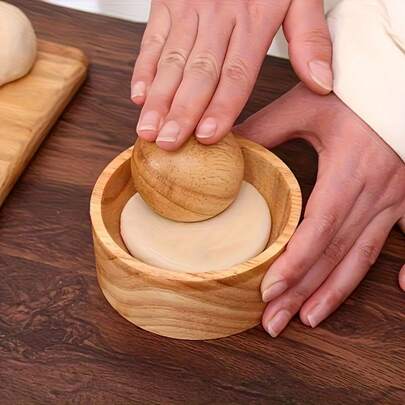 1pc Wooden Dumpling Skin Maker With Rolling Beads, Manual Kitchen Tool For Making Perfect Round Dumplings, Natural Wooden Material, No Electricity Required