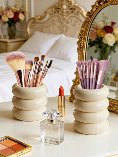 1개 INS 스타일 메이크업 브러쉬 홀더, 레진 소재, 브러쉬 홀더, 데스크탑 펜 홀더, 화장대 정리함으로 사용 가능, 휴가, 해변, 욕실, 침실에 적합, 대용량, 여자친구, 크리스마스, 메이크업 가방, 여행 필수품을 위한 훌륭한 선물