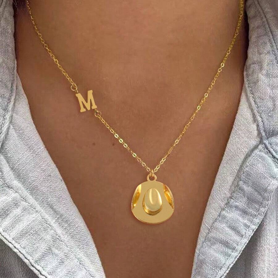 1 chiếc mặt dây chuyền hình ủng cao bồi miền Tây cổ điển bằng thép không gỉ, kiểu kẹp giấy, dành cho nữ. - Thép không gỉ vàng - Xem 1