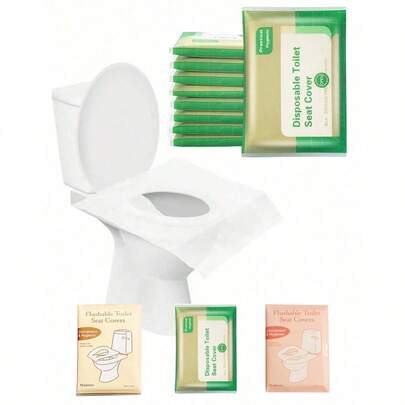 100pcs/50pcs/30pcs/10pcs Disposable Toilet Seat Covers, 10pcs/Pack Water-Soluble Portable Toilet Seat Liners, Travel & Business Toilet Seat Pads, Bathroom Supplies, Travel Essentials, Women's Products, Bathroom Decor, Autumn Decor