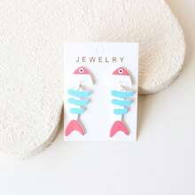 1 Pair Spring/Summer Acrylic Fish Head & Body Dangle Earrings, Elegant Cute Ceramic Texture, Suitable For Party, Celebration, Gift - Y1236 - View 6
