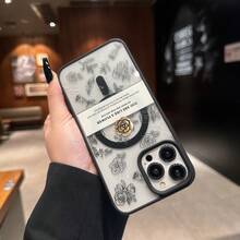 1个玫瑰花标语励志英文文字全屏图案黑色亚克力磁吸防摔手机壳，适用于 17 Air/17 Pro Max/17/16 Plus/15/14/13/12/11/XSM/XR，不会变黄 - 黑色 - 查看 2