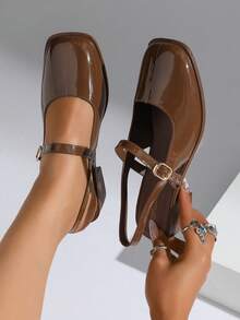 Women's High Heel Shoes, High Heel Pumps, Solid Color Fashion Shoes - Brown - View 7