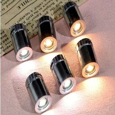 12pcs Compact Durable LED Spotlights, Battery Powered Base, Warm White Mini Lights Suitable For Doll House Lighting, Jewelry Display Cabinet, Balloon Lighting, Party Decoration, Holiday Decor, Birthday Decor