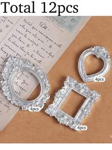 12pcs Vintage Victorian Style Mini Photo Frames Decor, Retro Mini Photo Frame Shooting Props, DIY Decor Shooting Scene Props, Dollhouse Accessories, DIY Mini House Furniture Model, Handcraft Hobby, Mini Decor, Creative Display, Jewelry Positioning Frame, Jewelry Display Props, Gift For Birthday, Graduation - Multicolor - View 10
