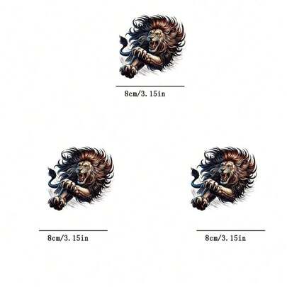 1 قطعة/2 قطعة/3 قطع ملصق نقل حراري بتصميم أسد شرس، مناسب للكي على الملابس الشارعية والحقائب الظهر المخصصة وهدايا العطلات، يعبر عن القوة البرية
