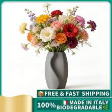 ORIZZONTE Vase décoratif moderne à surface ondulée – Design sculptural minimaliste pour fleurs séchées, branches et compositions florales – Idée cadeau pour la maison ou le bureau – 100 % fabriqué en Italie, expédié d'Italie - gris - Voir 2