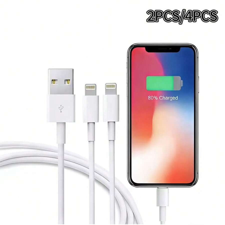 白色PVC材质，14根装，3.3英尺/100厘米高速数据传输及快速充电线，兼容 14系列、13/12/11/XS/XR/8/7/6，礼品庆典 - 白色 - 查看 1