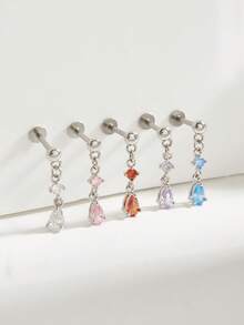 1pc Fashionable Minimalist Water Drop Diamond Pendant Earrings, Suitable For Women's Daily Wear - water droplets - View 1