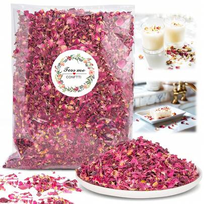 300g High Quality Natural Dried Rose Petals, Suitable For Indoor Home Decor, Dried Flower Decoration, Handmade Soap Making, Sachet Materials, Birthday Party, Wedding Decoration, Scattered Petals, Colored Petal Confetti, Gift Filler