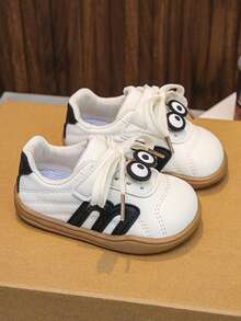 1双卡通大眼睛婴儿运动鞋，柔软防滑幼儿鞋 | 超细纤维皮革透气婴儿鞋，可爱百搭的婴幼儿休闲鞋 - 黑色 - 查看 7