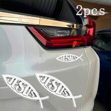 قطعتان ملصقات سيارة بشكل سمكة إبداعية، ملصقات جسم سمكة واقعية مضحكة للمرآة الخلفية، نافذة السيارة، الصادم، مقاومة للماء والشمس سهلة التطبيق، تناسب معظم المركبات، إكسسوارات خارجية جذابة - ملصق معدني ثلاثي الأبعاد على شكل سمكة - مشاهدة 4