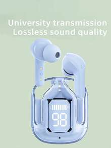 Nuevos auriculares inalámbricos TWS con pantalla táctil transparente y baja latencia, carga tipo C, Bluetooth 5.3 semi-intrauriculares inalámbricos para deportes con batería de larga duración - Azul - Ver 3