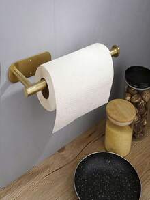 1个橱柜下粘贴式纸巾架，免钻孔不锈钢卷纸巾架，含安装配件，节省空间，适用于厨房、食品储藏室、房车浴室等墙面和搁板下方，可选颜色：哑光黑、拉丝金、银色 - 彩色 - 查看 4