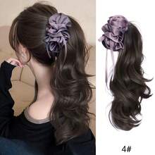 紫色缎面香蕉夹马尾假发爪夹长卷发假发辫子接发片 - 彩色 - 查看 13