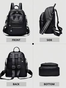 防盗复古PU软皮女士双肩包，多功能时尚日常包，多口袋轻便旅行包，大容量简约学生背包，适合学生、护士、教师、商务人士、旅行、通勤、购物、办公、约会、徒步、训练、工作、生日礼物、节日礼物 - 彩色 - 查看 7