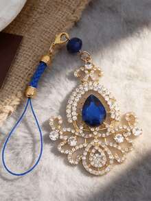 Lianxyfu 1 件镶钻手机挂饰 - 优雅酒瓶造型吊坠，适用于手机、汽车和包包，奢华礼品 - 玫紅色 - 查看 4