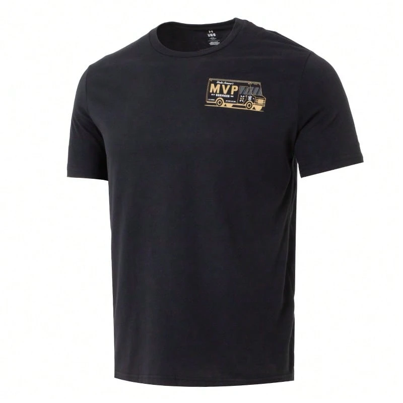 Under Armour 男士 UA MVP Services 短袖健身训练跑步圆领印花休闲运动T恤 1384288-001 - 黑色 - 查看 1