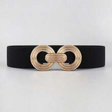 1pc Black Metal Round Elastic Cinch Belt Girdle Stretch Waistband Dress Halloween Summer, School Fall, Autumn, Halloween - Màu tím - Xem 5